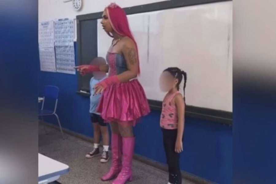 Encenação de professora travesti com criança de 7 Anos em escola gera revolta de pais